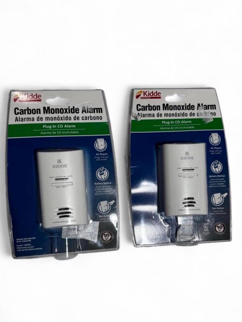 Kidde White Plug-In Carbon Monoxide Alarm with Battery Backup 2 pack